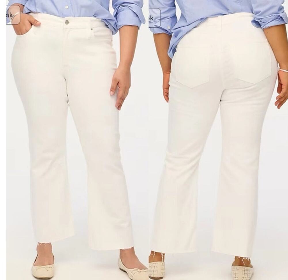 NWT J. Crew Mid Rise Flare Crop White Jean Signature Stretch 35